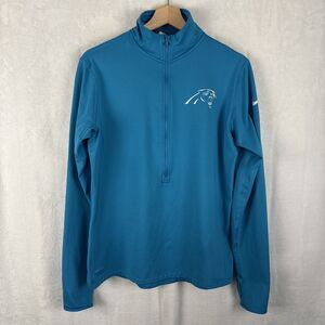 Carolina Panthers Nike Dri Fit Womens 1/2 Zip Teal Blue NFL Thumb Holes Sz XL